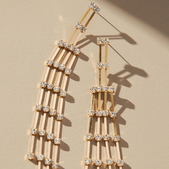 Anthropologie Ladder-Drop Rhinestone Earrings - Picture 3 of 4